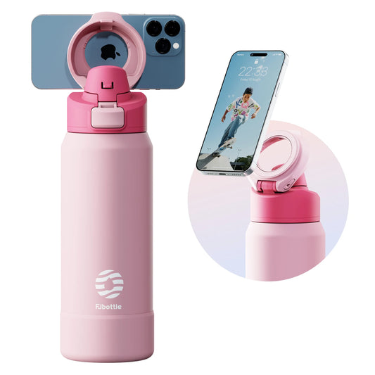 GARRAFA TÉRMICA ESPORTIVA INOX COM SUPORTE MAGNÉTICO PARA CELULAR